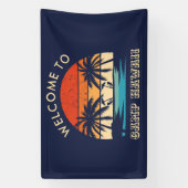 ハワイビーチパーティーレトロサンセット 横断幕 (縦)