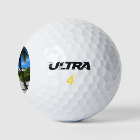 ハワイビーチパームツリーフォトバケーションタイム引用文 ゴルフボール (ロゴ)