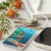 ハワイビーチブルースカイ美しいアクリルキーチェーン キーホルダー (正面右)