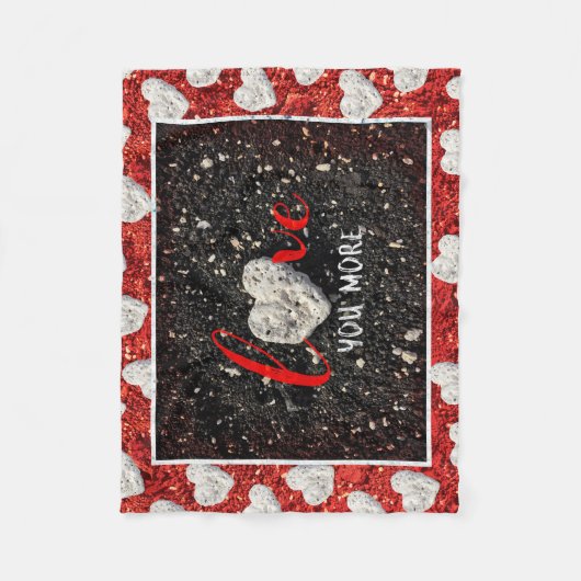 ハワイビーチ愛もっとハート写真はっきりした フリースブランケット (正面)