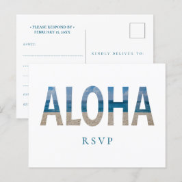 ハワイビーチ結婚式アロハフォトRSVP インビテーションポストカード