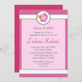 ハワイピンクテーマハイビスカス卒業招待状 招待状 (正面/裏面)