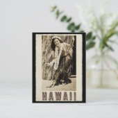 ハワイフラガールヴィンテージ写真 ポストカード (スタンド正面)
