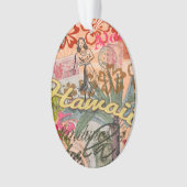 ハワイフラトラベルフラワーヴィンテージ オーナメント (正面)
