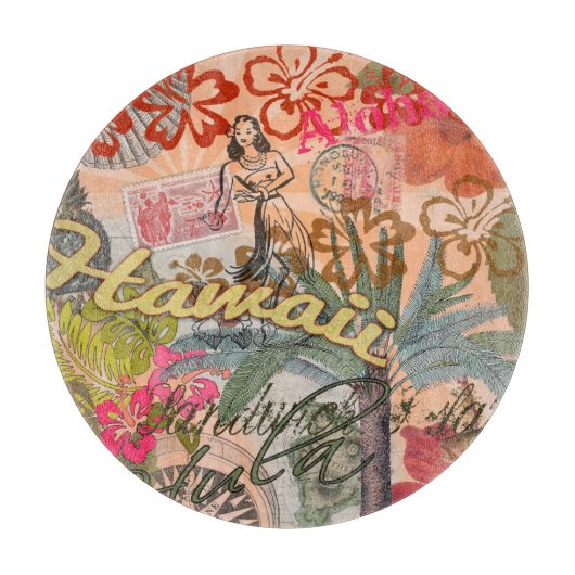 ハワイフラトラベルフラワーヴィンテージ カッティングボード (正面)