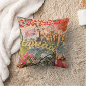 ハワイフラトラベルフラワーヴィンテージ クッション (ブランケット)