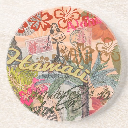 ハワイフラトラベルフラワーヴィンテージ コースター (正面)