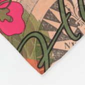 ハワイフラトラベルフラワーヴィンテージ フリースブランケット (角)