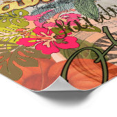 ハワイフラトラベルフラワーヴィンテージ ポスター (角)