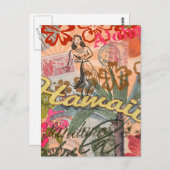 ハワイフラトラベルフラワーヴィンテージ ポストカード (正面/裏面)