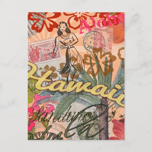 ハワイフラトラベルフラワーヴィンテージ ポストカード (正面)