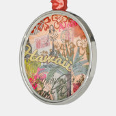 ハワイフラトラベルフラワーヴィンテージ メタルオーナメント (左)