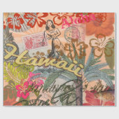 ハワイフラトラベルフラワーヴィンテージ ラッピングペーパー (フラット)