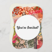 ハワイフラトラベルフラワーヴィンテージ 招待状 (正面/裏面)