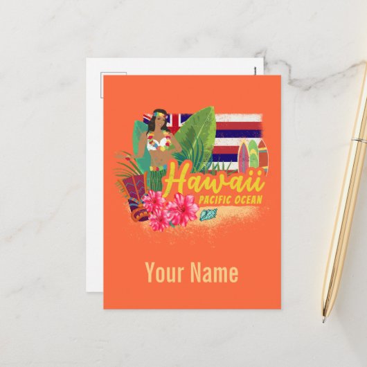 ハワイフラレトロパシフィックヴィンテージ土産 シーズンポストカード (正面/裏面インサイチュ)