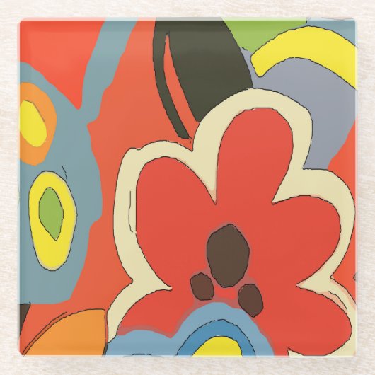 ハワイフラワーズガラスコースター ガラスコースター (正面)