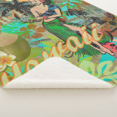 ハワイフラワーフラヴィンテージフローラグラフィック シェルパブランケット (3/4)