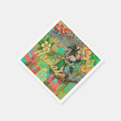 ハワイフラワーフラヴィンテージフローラグラフィック スタンダードカクテルナプキン (角)