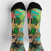 ハワイフラワーフラヴィンテージフローラグラフィック ソックス (上部)