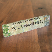 ハワイフラワーフラヴィンテージフローラグラフィック デスクネームプレート (側面)