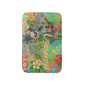 ハワイフラワーフラヴィンテージフローラグラフィック バスマット (正面縦)