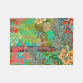 ハワイフラワーフラヴィンテージフローラグラフィック フリースブランケット (正面(横))