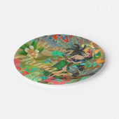 ハワイフラワーフラヴィンテージフローラグラフィック ペーパープレート (アングル)