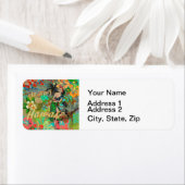 ハワイフラワーフラヴィンテージフローラグラフィック ラベル (インサイチュ)