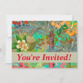 ハワイフラワーフラヴィンテージフローラグラフィック 招待状 (正面)