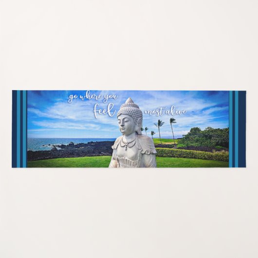 ハワイブッダ写真感動的引用文トロピカル ヨガマット (正面(横))