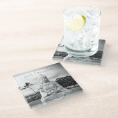 ハワイブッダ白黒フォトジャストバイブ引用文 ガラスコースター (アングル)