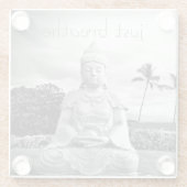 ハワイブッダ白黒フォトジャストバイブ引用文 ガラスコースター (裏面)