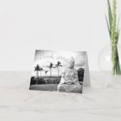 ハワイブッダ白黒フォトモダンタイポグラフィ サンキューカード (正面)