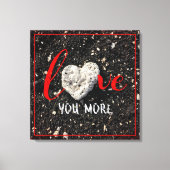 ハワイブラックサンドビーチハートフォトラブユー・モア キャンバスプリント (正面)