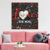 ハワイブラックサンドビーチハートフォトラブユー・モア キャンバスプリント (インサイチュ (リビング))