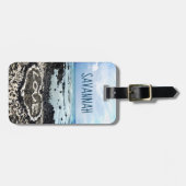 ハワイブラックビーチ&コーラルハートフォト名前をカスタムする ラゲッジタグ (正面横)