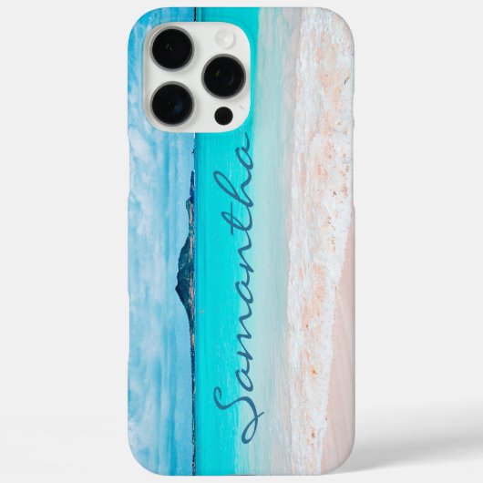 ハワイブルー海サンディビーチ写真名前をカスタムする Case-Mate iPhoneケース (裏面)