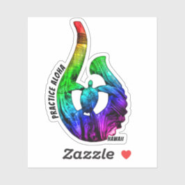 ハワイプラクティスアロハホヌトライバルフックネオンレインボー シール