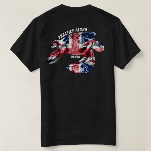 ハワイプラクティスアロハ – Tribal Honu HIFlag Tシャツ (デザイン裏面)