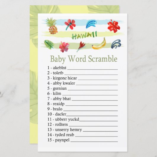 ハワイベビーの単語スクランブルゲーム (正面/裏面)