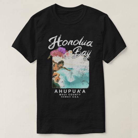 ハワイホノルアベイマウイヴィンテージハワイアンサーフィン Tシャツ (デザイン正面)