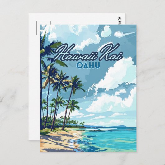 ハワイホノルルオアフハワイレトロ ポストカード (正面/裏面)