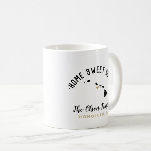 ハワイホームスイートホームファミリーモノグラムマグ コーヒーマグカップ (正面右)