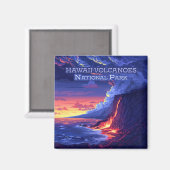 ハワイボルカノスナショナルパークビッグアイランドレトロ マグネット (正面/裏面)