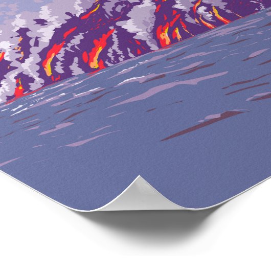 ハワイボルカノナショナルパークイラストレーショントラベル ポスター (角)