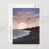 ハワイボルカノナショナルパークレトロヴィンテージ ポストカード (正面/裏面)