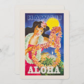 ハワイポストカード、ヴィンテージリネン文房具 招待状 (正面/裏面)