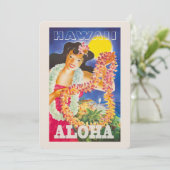 ハワイポストカード、ヴィンテージリネン文房具 招待状 (スタンド正面)