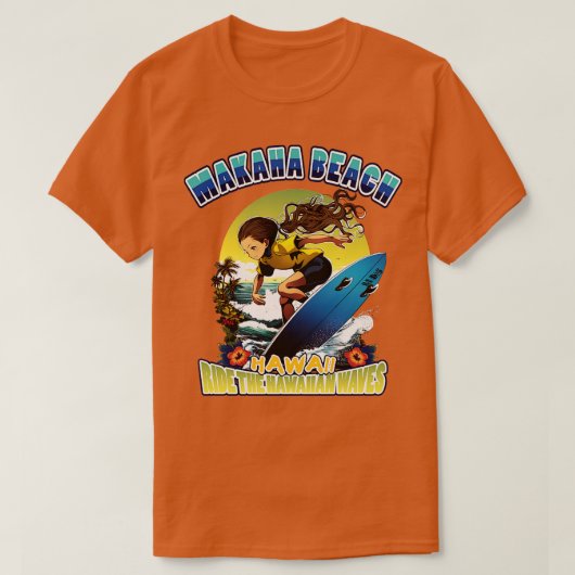 ハワイマカハビーチサーフィン80802 Tシャツ (デザイン正面)