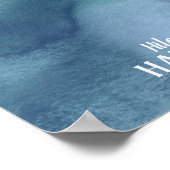 ハワイマップブルーウォーターカラーパーソナライズされたアートプリント ポスター (角)